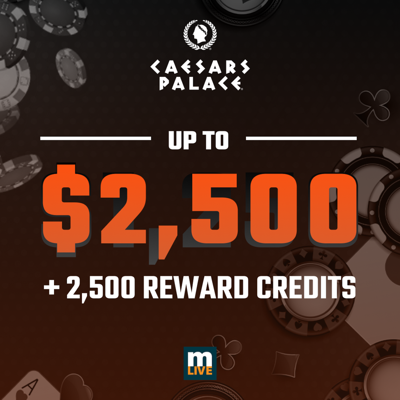 Caesars casino promo code NJCOM2500: 100% deposit match up $2,500 + 2,500 Reward Credits