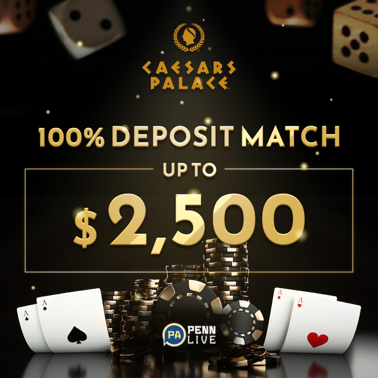 Up to $2,500 with the Caesars Palace Online Casino promo code