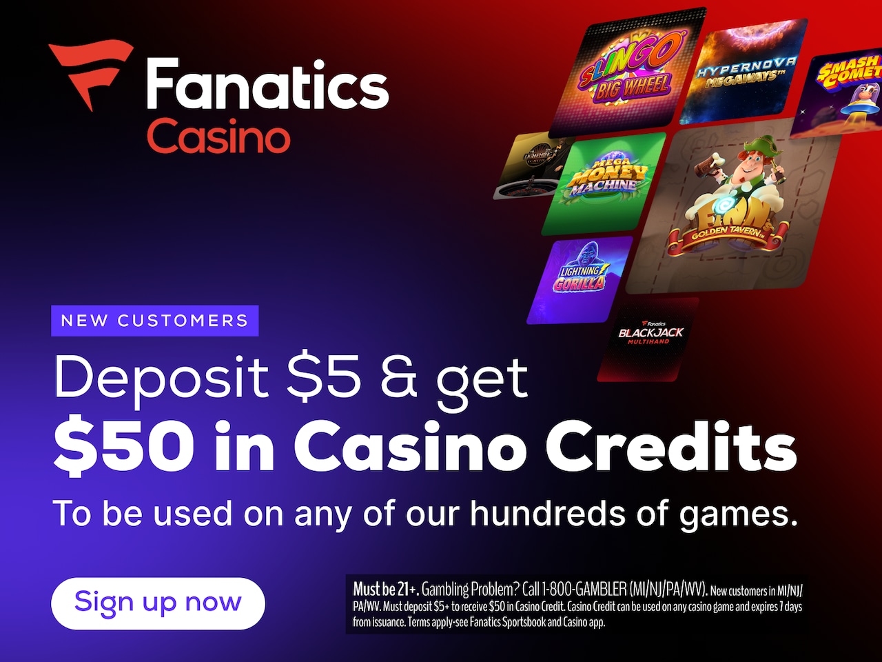 Fanatics Casino promo code: Deposit $5, earn $50 in casino credits