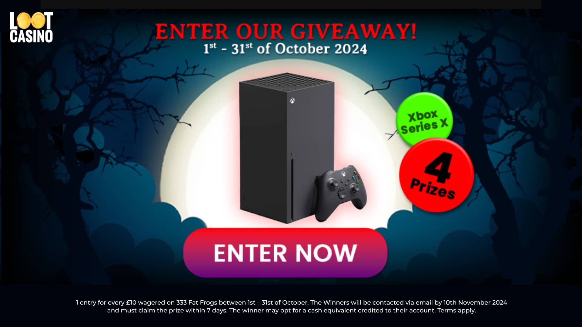 Halloween BONUS: Win an XBOX with Loot Casino!