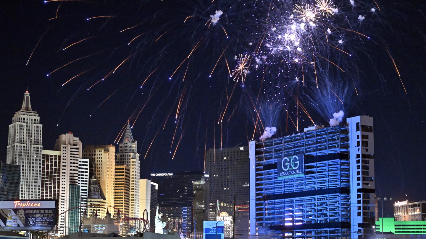 Las Vegas says goodbye to the Tropicana with a flashy casino implosion